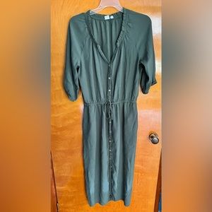Gap button up dress, drawstring waist